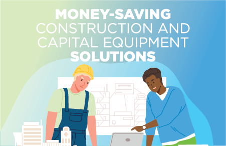 two construction workers discussing plans on a whiteboard