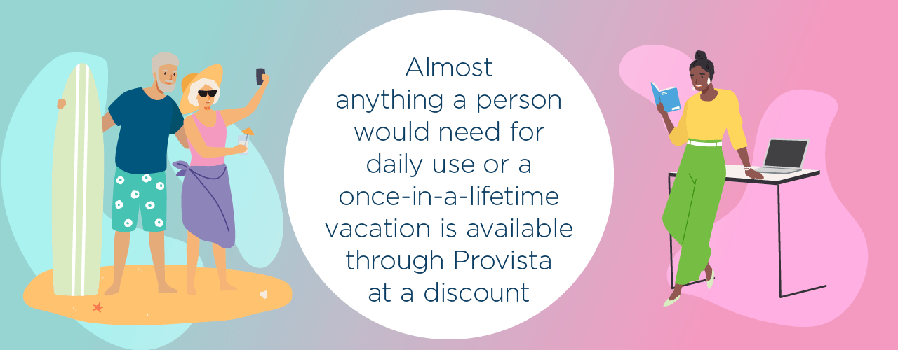 Retired couple on sand beach with surf board taking a selfie, and business women next to standing desk reading a book