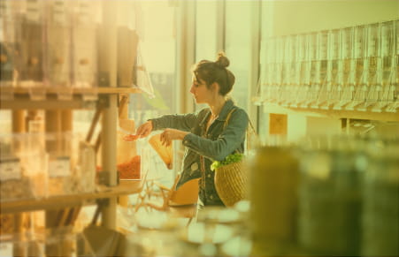 Woman shopping at grocery store