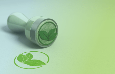 stamp with green leaves