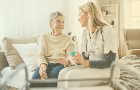 Doctor caring for elderly senior patient