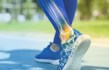 close up of runners ankle